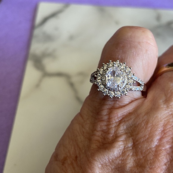 CZ Diamond and Silver ring Size 8 - Picture 2 of 5